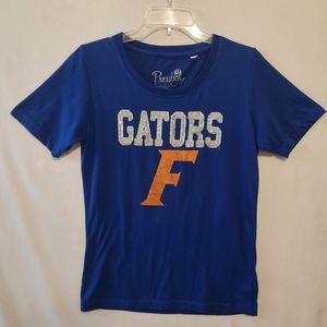 Blue Silver Sequin Metallic Florida Gators Short Sleeve Tee
